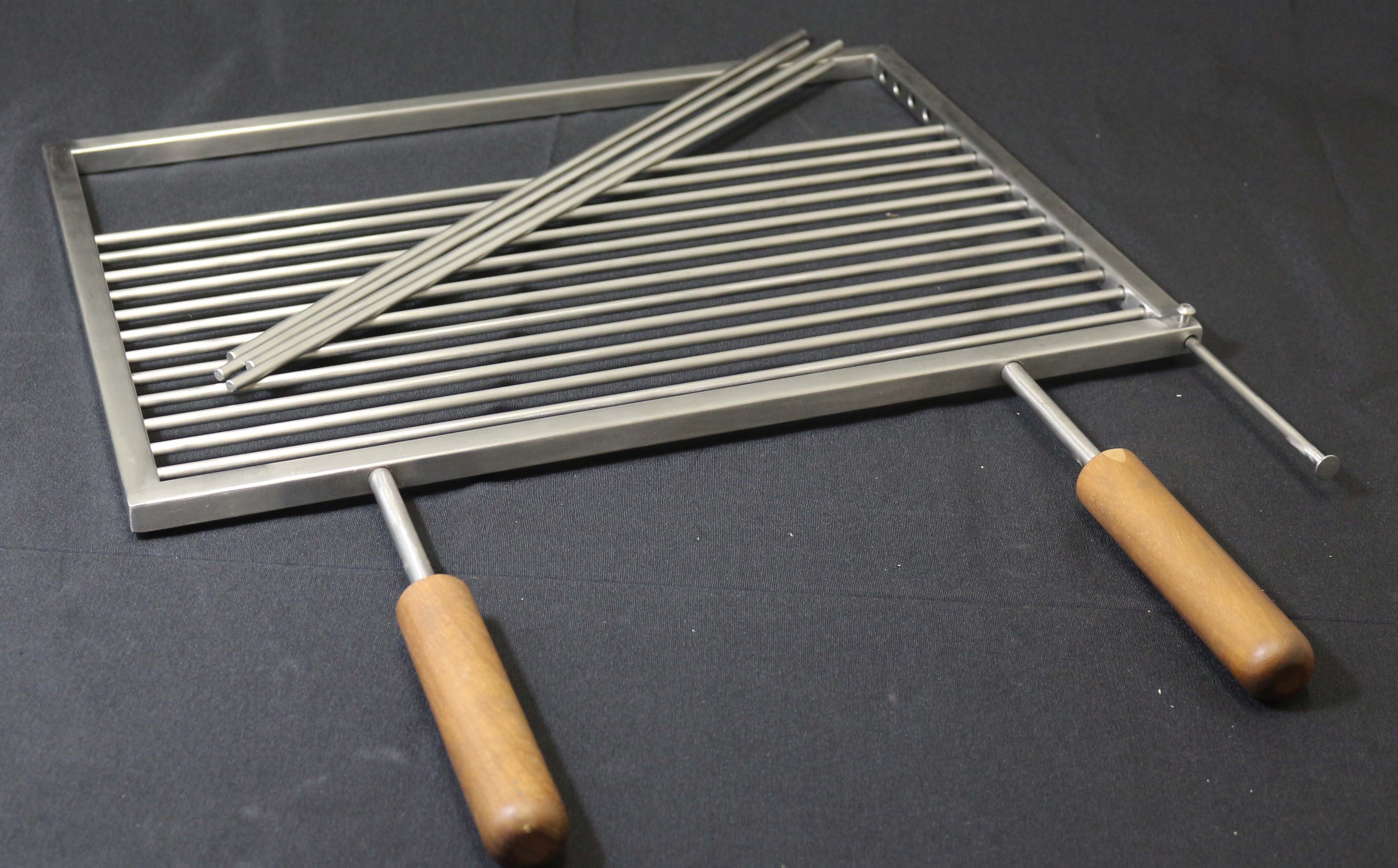 Z1001 Edelstahl-Grillrost V2A mit festen Holzgriffen